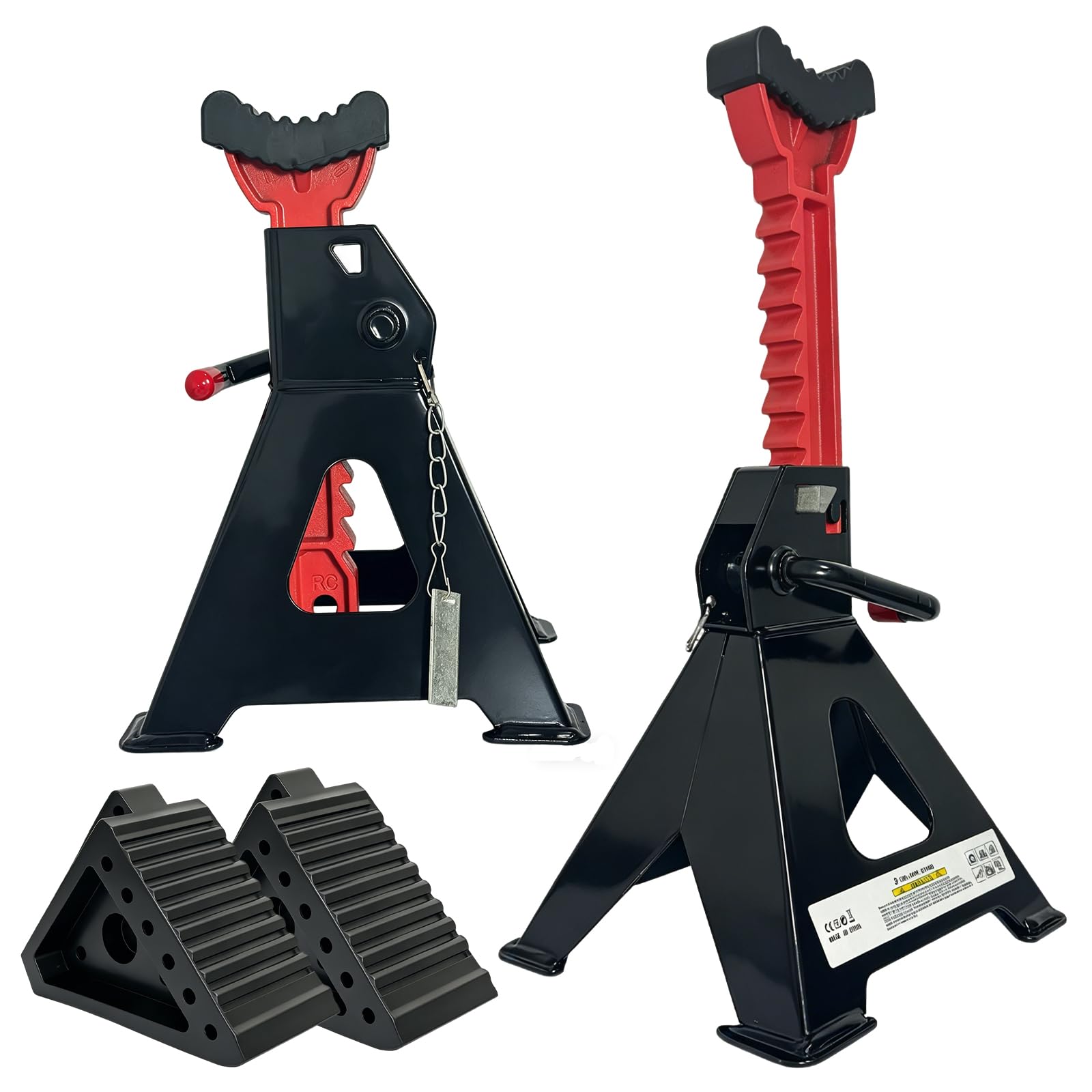 HENBOW Jack Stands,3 Ton Jack Stands with Solid Wheel Chocks,6600lbs Capacity,11-16.33 Adjustable Car Lift Stands with Double Pi