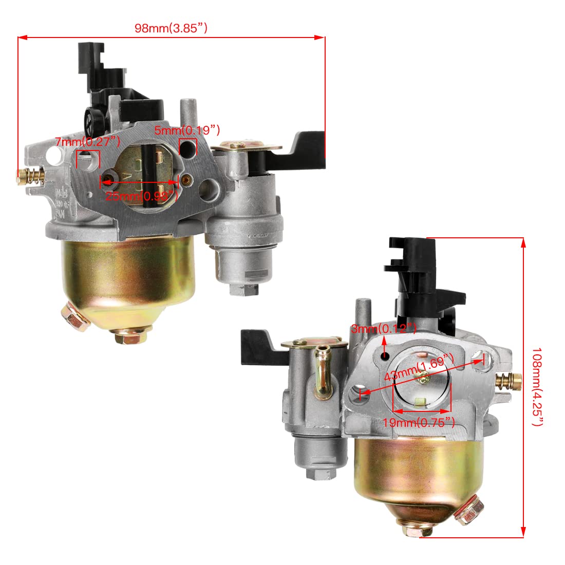 YOXUFA 212cc Carburetor Main Jet Kit for Coleman CT200U CT200U-EX BT200X KT196 Predator 212cc 224cc 196cc Baja Warrior MB200 Min