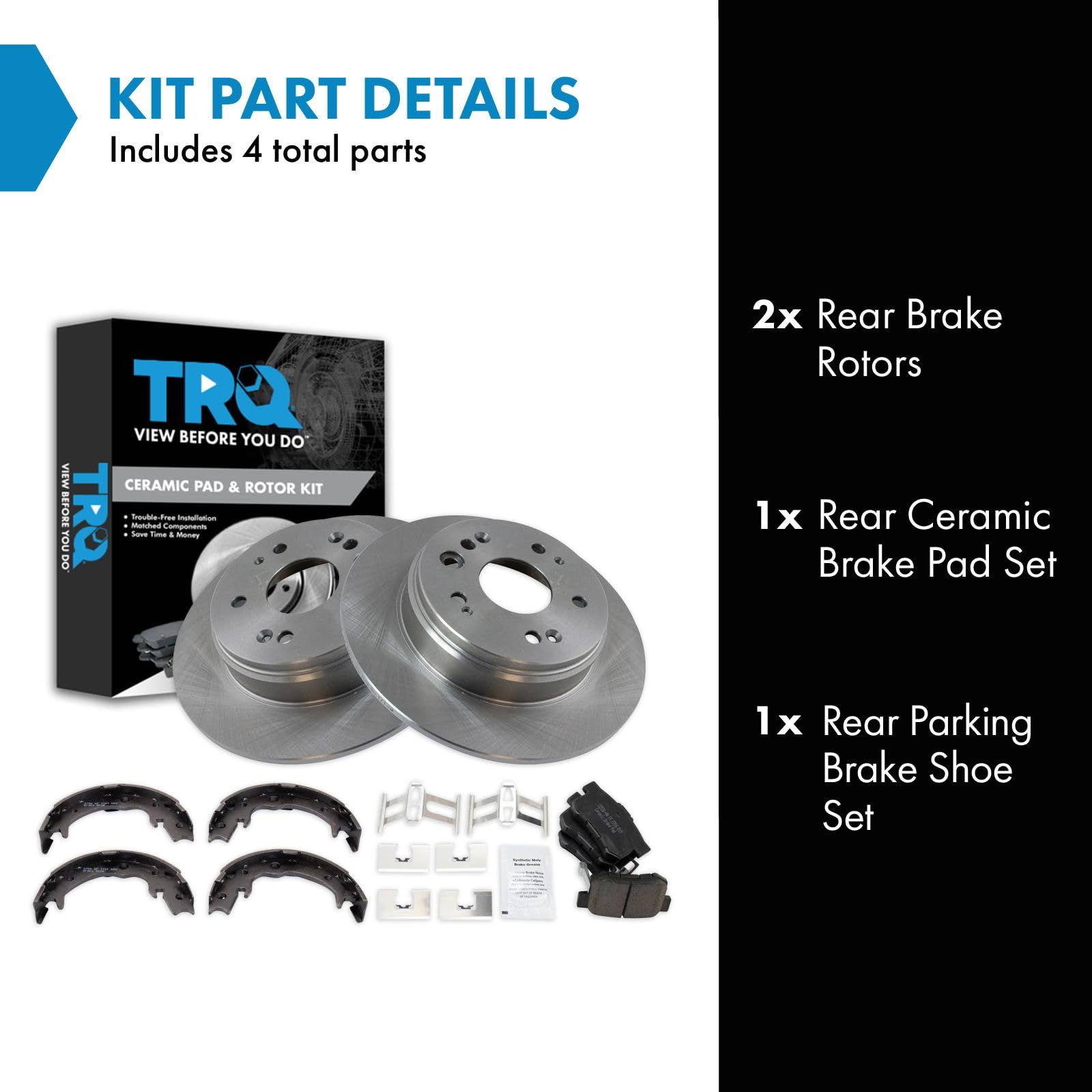 Trq Rear Ceramic Brake Pad & Rotor Kit Compatible With 2002-2004 Honda Cr-V