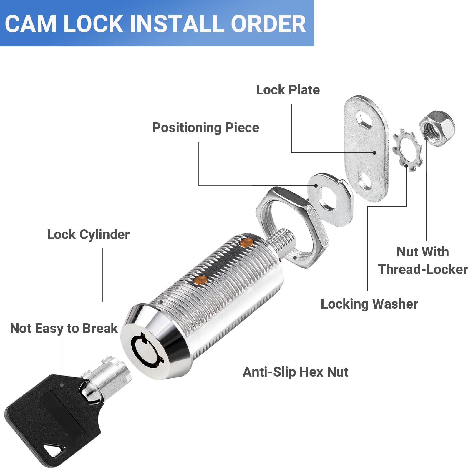 Sissinda Cam Rv Storage Locks Keyed Alike, 1-1/2'' Fits 1-1/4'' Max Door Thickness, Compartment Locks For Camper Trailer Cabinet