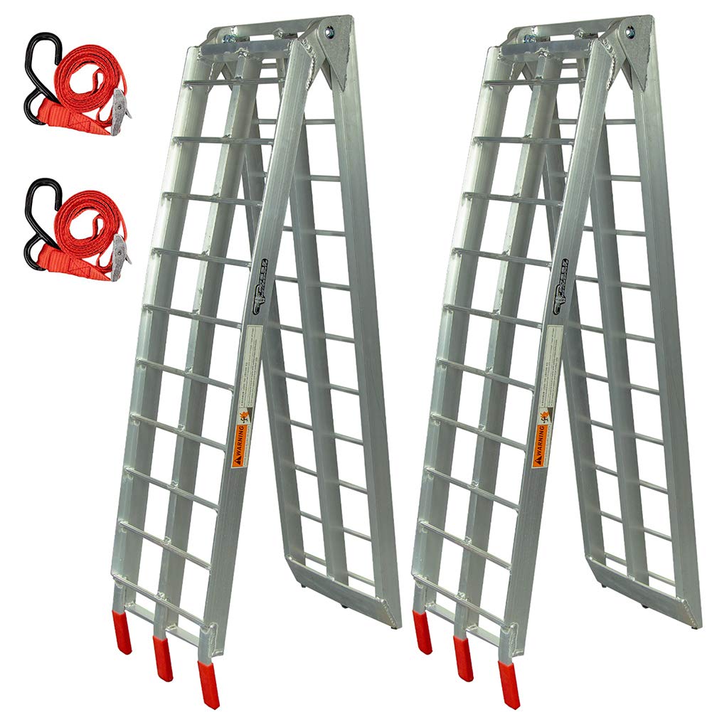 Pit Posse Aluminum Folding Loading Ramps 89" 1500Lbs Rated for ATV, Lawn Mower, Motorcycle - Silver, Model PP2755P