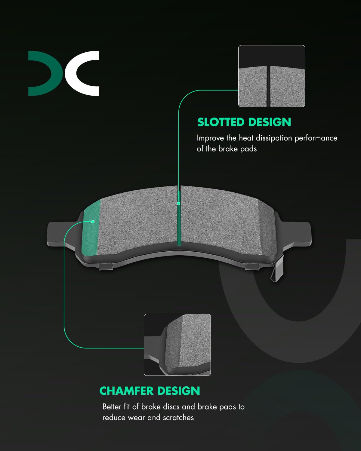 Scitoo Ceramic Brake Pads, 4Pcs Front Brake Pads Brakes Kits Fit For 2008-2017 For Buick Enclave,2009-2017 For Chevrolet Travers
