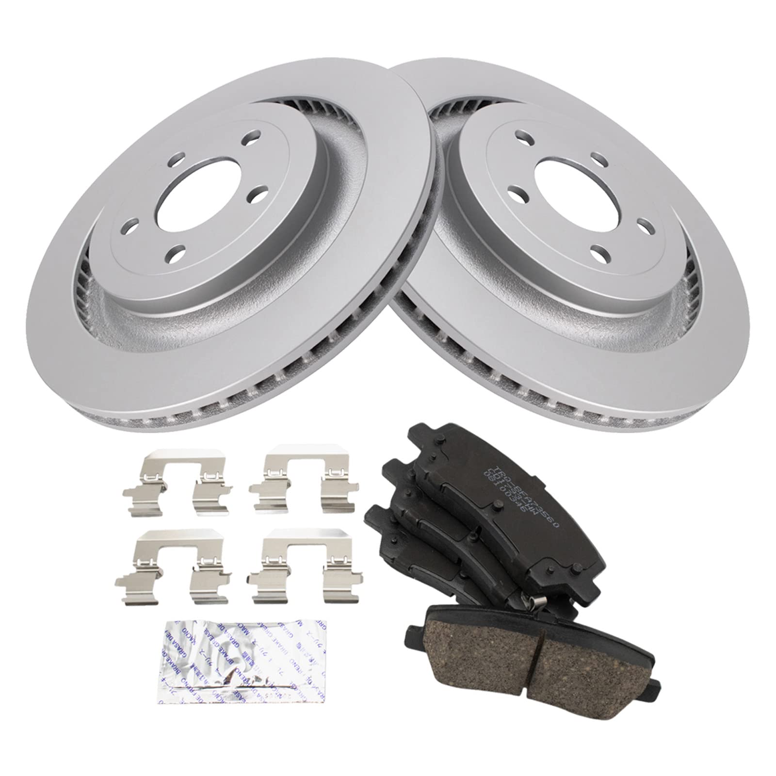 Trq Rear Brake Pad & Rotor Kit Brake Pads Brake Rotor Ceramic Premium G-Coated Compatible With 2015-2021 Ford Mustang