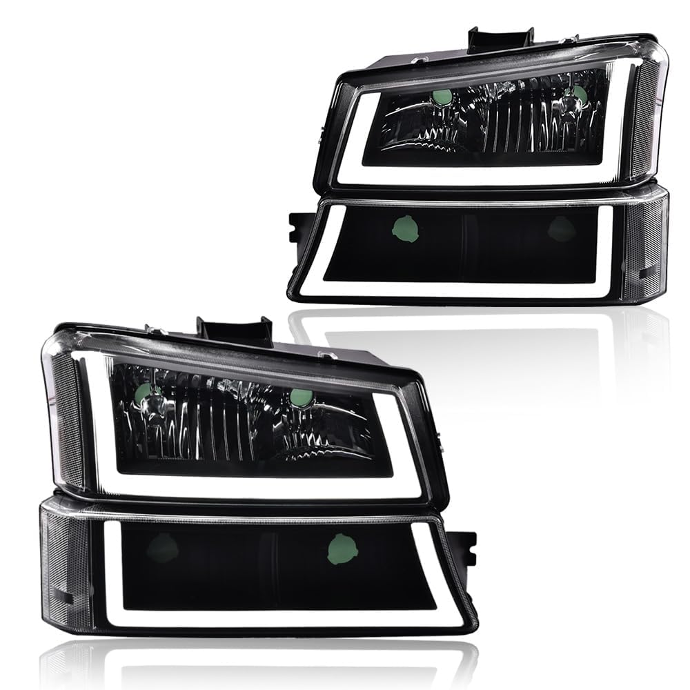 GRAND ORANGE LED Headlight Assembly Compatible with Chevy Silverado & Avalanche 1500 2500 2003-2006 GM250222, GM2503224, 1039691