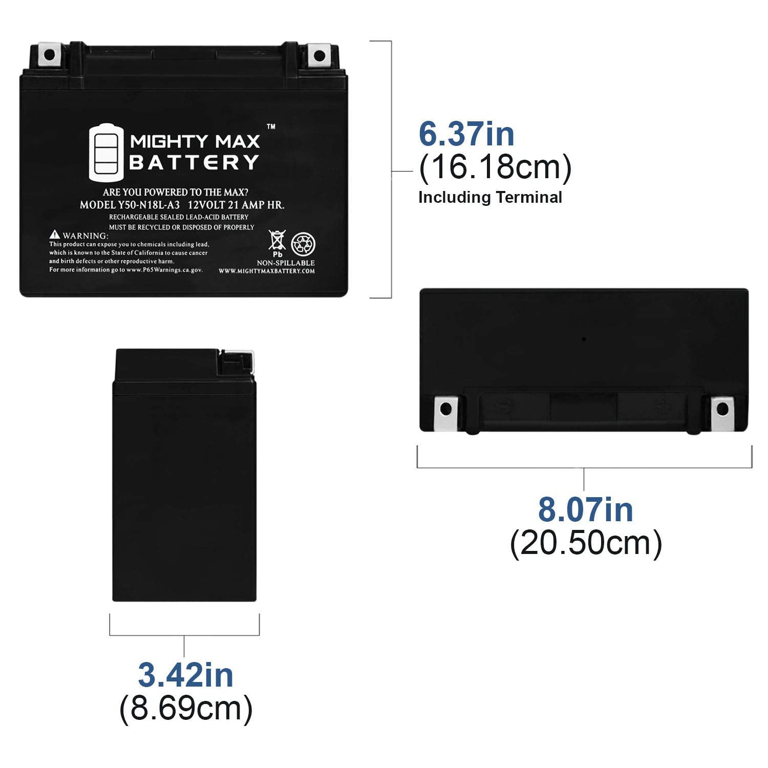 Mighty Max Battery Y50-N18L-A3 Battery For Honda Gl1500 Gold Wing 1500Cc 1988-2000