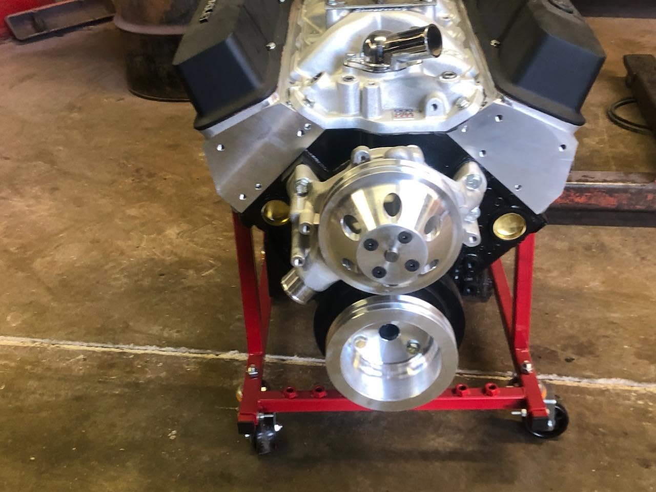 NATIONAL STANDARD Rolling Engine Cradle Stand with Wheels, Fits Chevy V8 Small Block and Big Block, Steel Construction, Built in