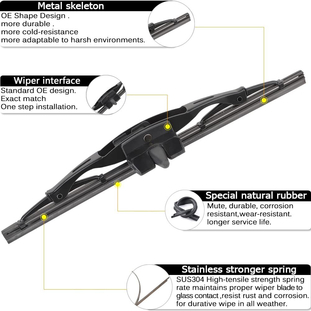 Autoboo 16''+14''+14'' Windshield Wipers With 10'' Rear Wiper Blade Replacement For Toyota Fj Cruiser 2014 2013 2012 2011 2010 2