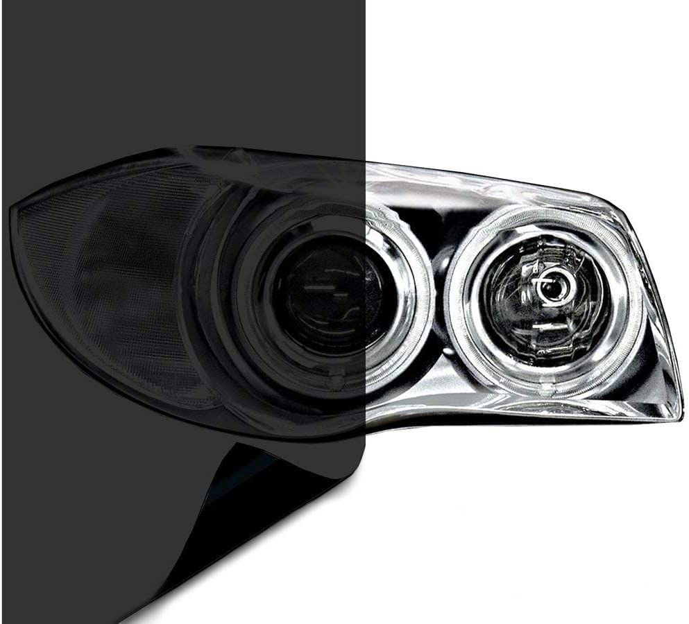 Vvivid Dark Black Headlight Taillight Tint Air-Release Vinyl Wrap Film Roll (12'' X 24'' 2-Roll Pack)