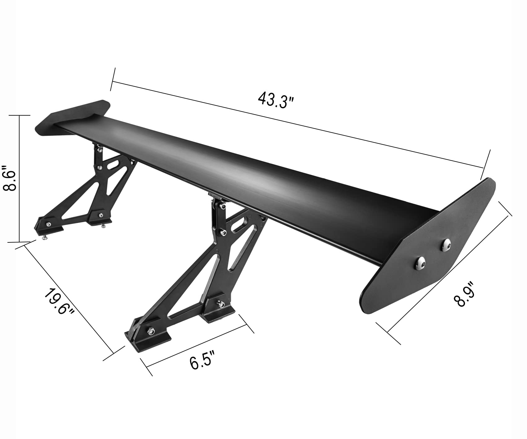 SHZOND 43.3" Adjustable GT Wing Spoiler - Black Aluminum Rear Wing for Universal Cars