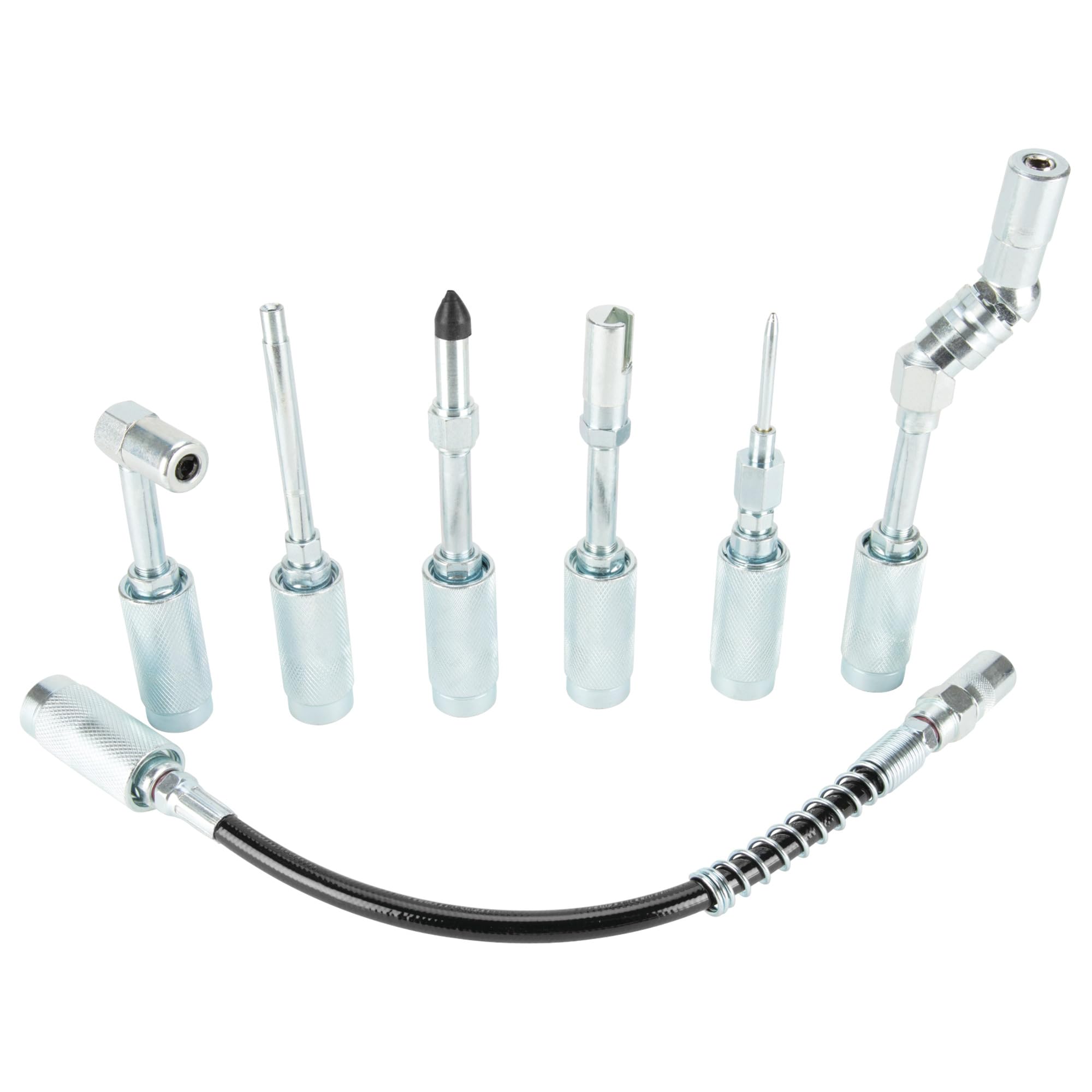 Performance Tool Cordless Grease Gun Accessories Kit, 7-Piece, Metal, Silver, Model W50049