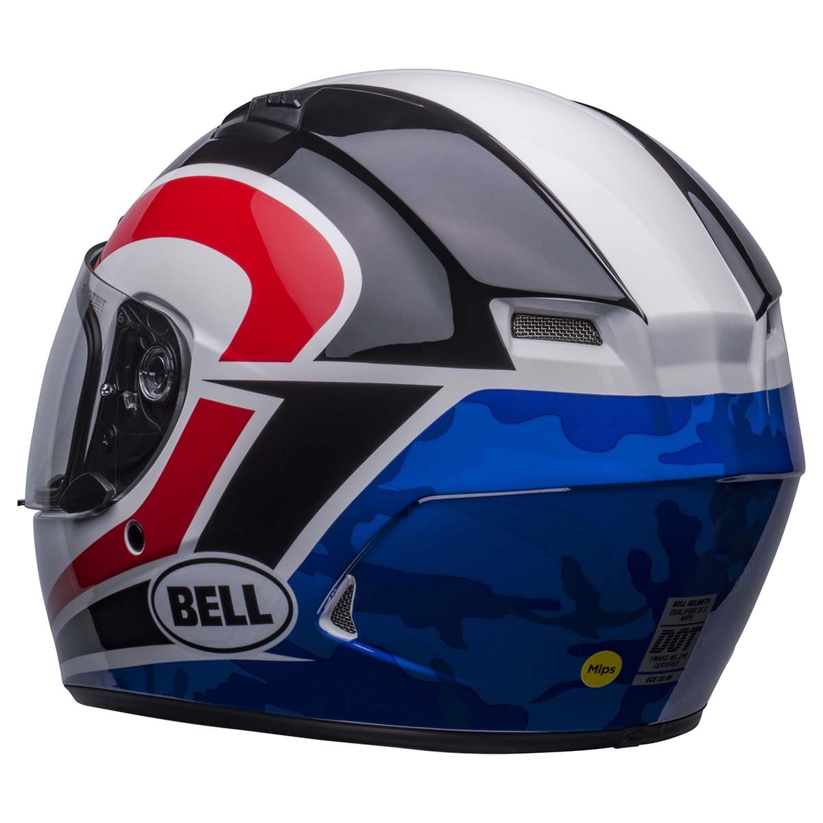 Bell Qualifier Dlx Mips Street Helmet (Gloss Blitz White/Blue Camo - Large)
