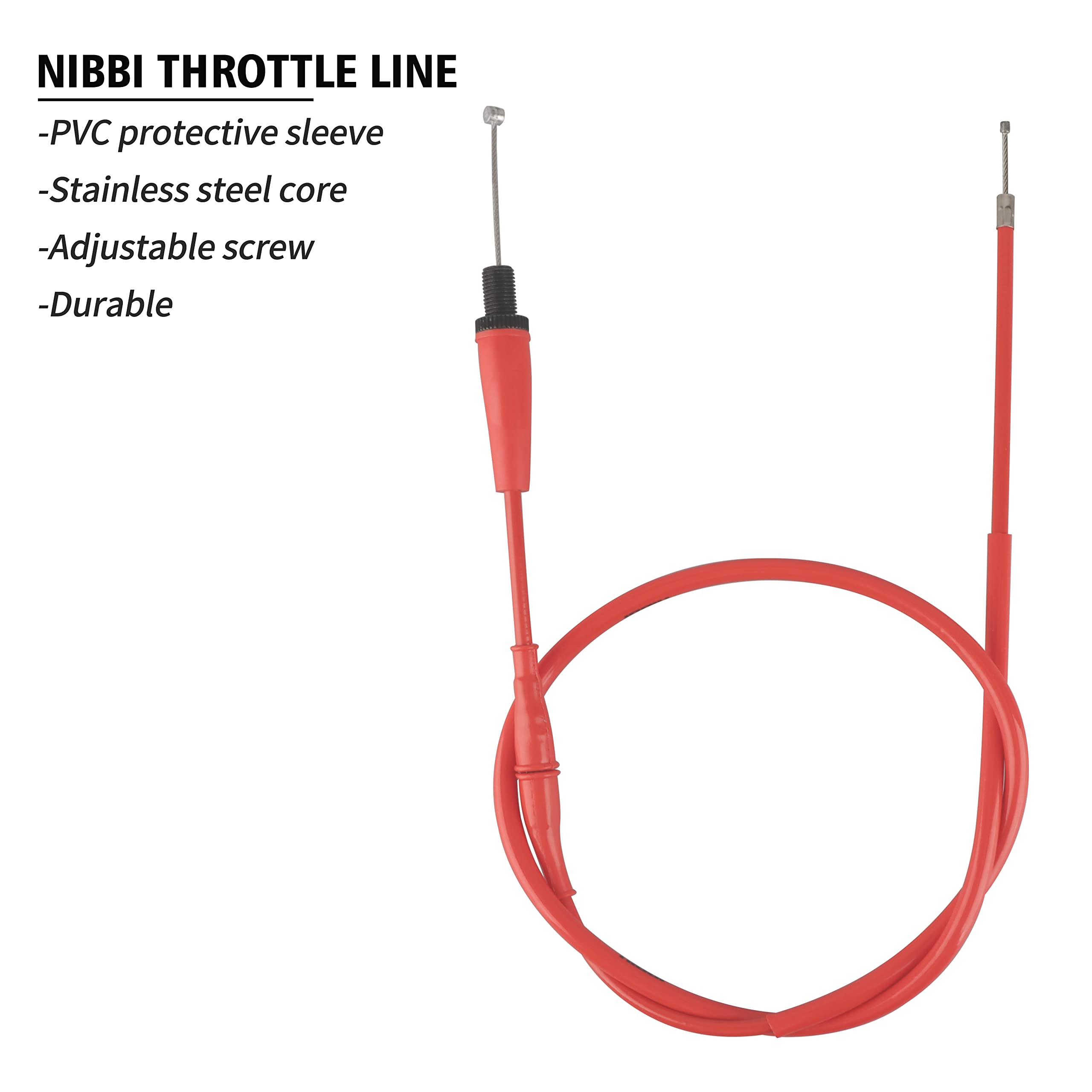 Nibbi Throttle Cable,46'' Go Kart Throttle Cable,Universal Motorcycle Throttle Cable For Dirt Pit Bike Mini Bike Motocross125 15