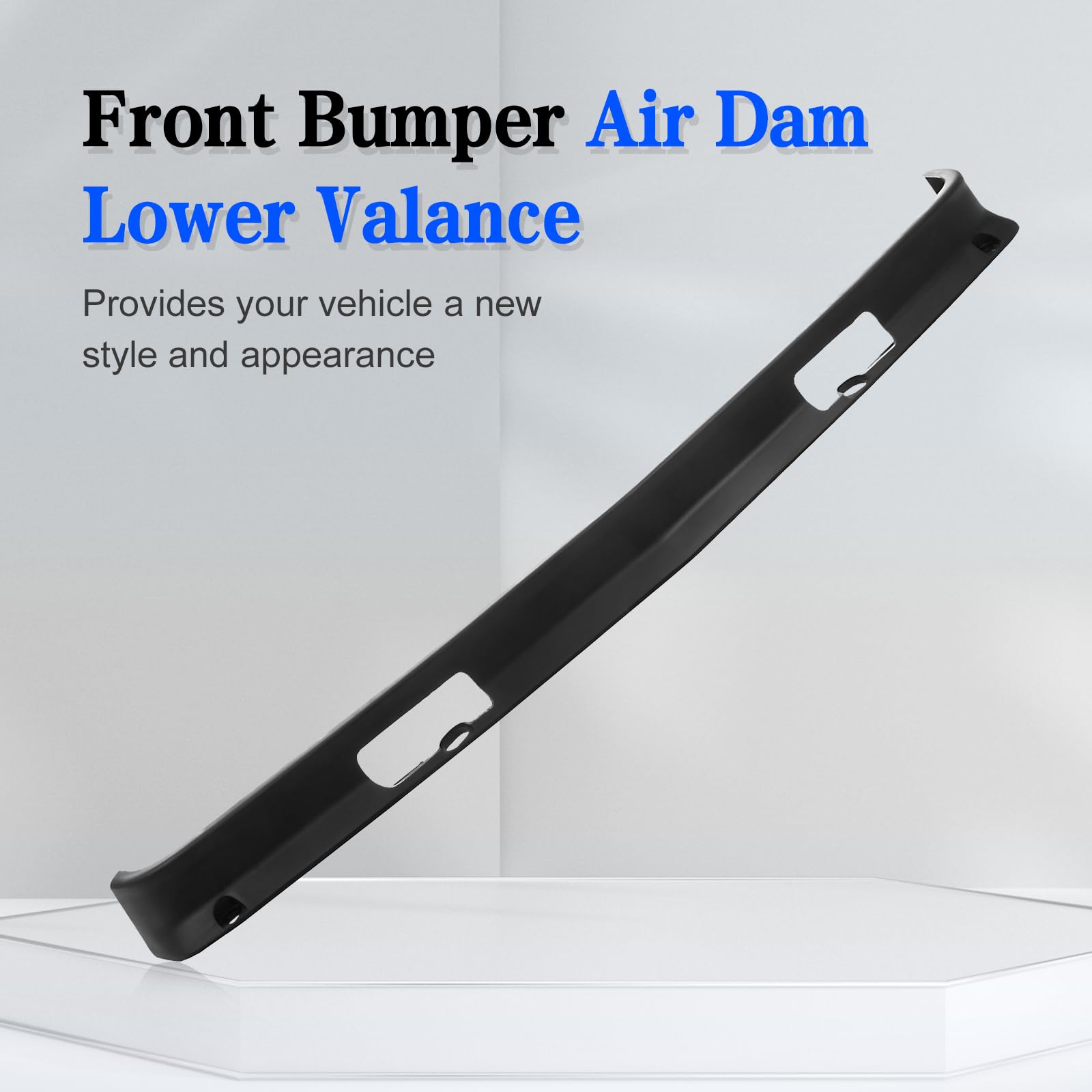 CarPartsDepot Front Bumper Air Dam Lower Valance w/Hook Holes, Black, Compatible with 1988-2000 Chevy C/K 1500 2500 3500 & GMC