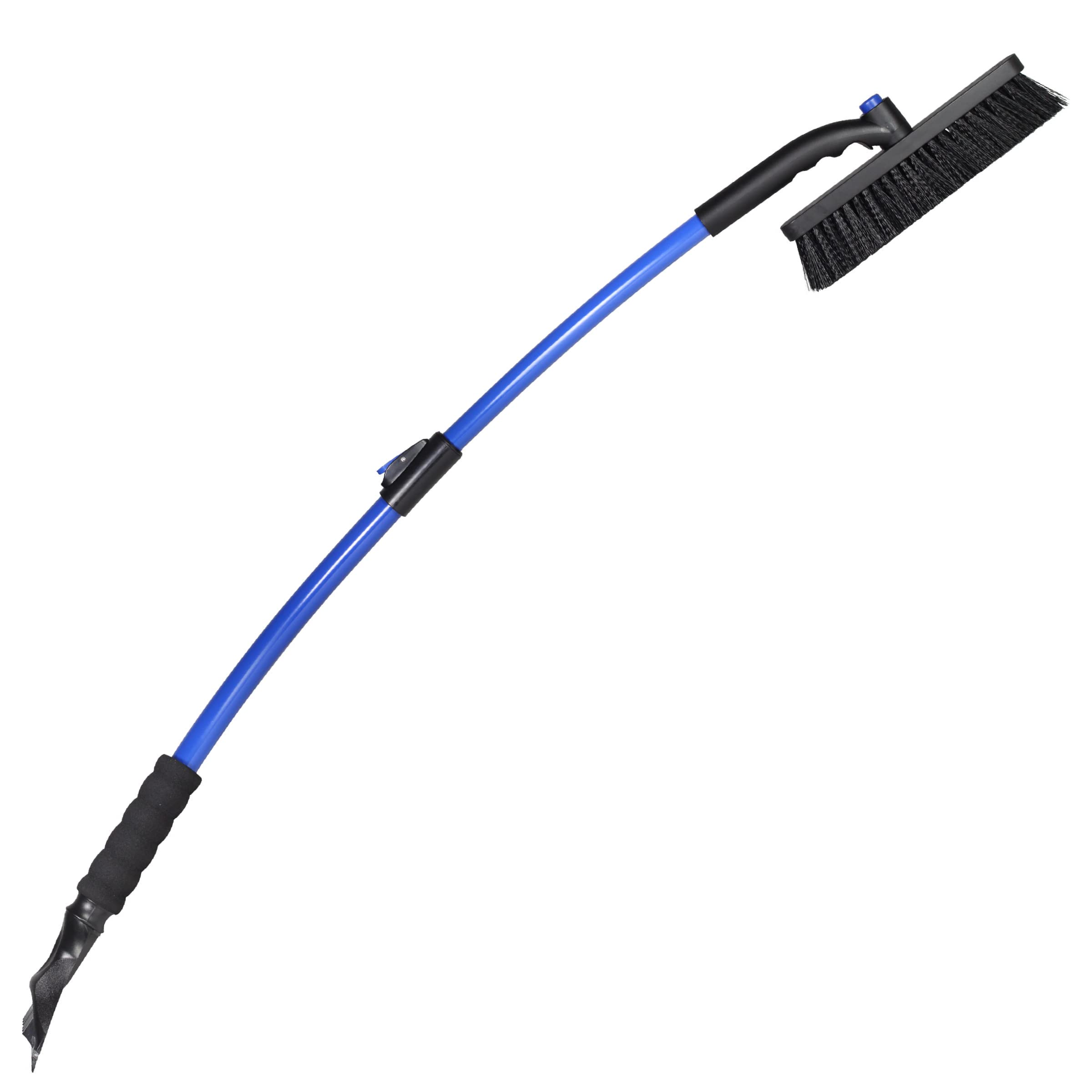 Subzero 14039 50'' Crossover Super Duty Extendable Snowbroom With Pivoting Head And Integrated Ice Scraper , Black/Blue