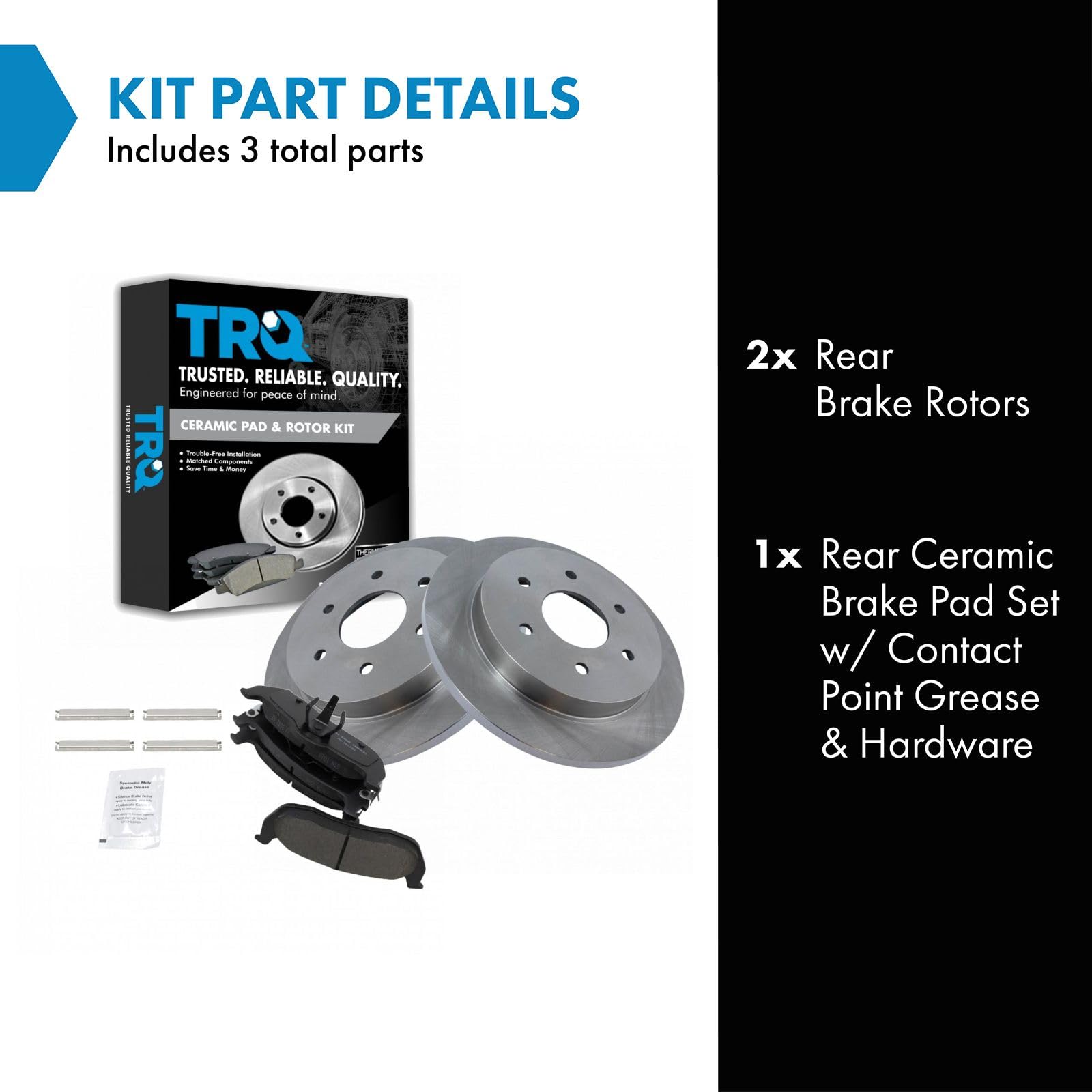 TRQ Rear Brake Pad & Rotor Kit Brake Pads Brake Rotor Ceramic Compatible with 2004-2010 INFINITI QX56 2005-2015 Nissan Armada 20
