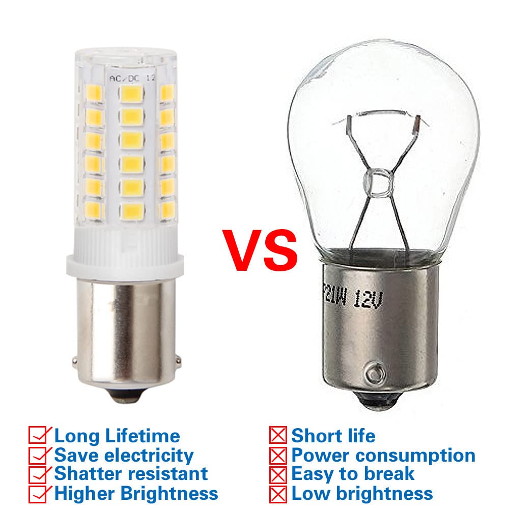 Hryspn 4Pcs Ba15S Led Bulb P21W 12V 24V, 1141 Led Bulb Bayonet Single Contact Base For Rv Camper Trailer Boat Trunk Interior Lights, Warm White 3000K