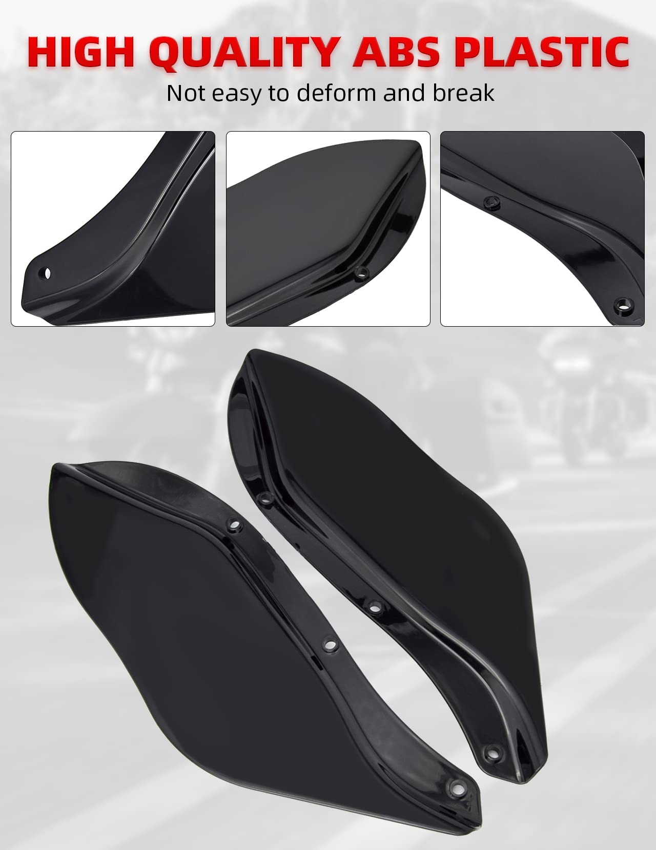 Amazicha Black Fairing Air Deflectors Side Wings Windshield Side Cover Shield Compatible for Harley Davidson Street Glide Electr