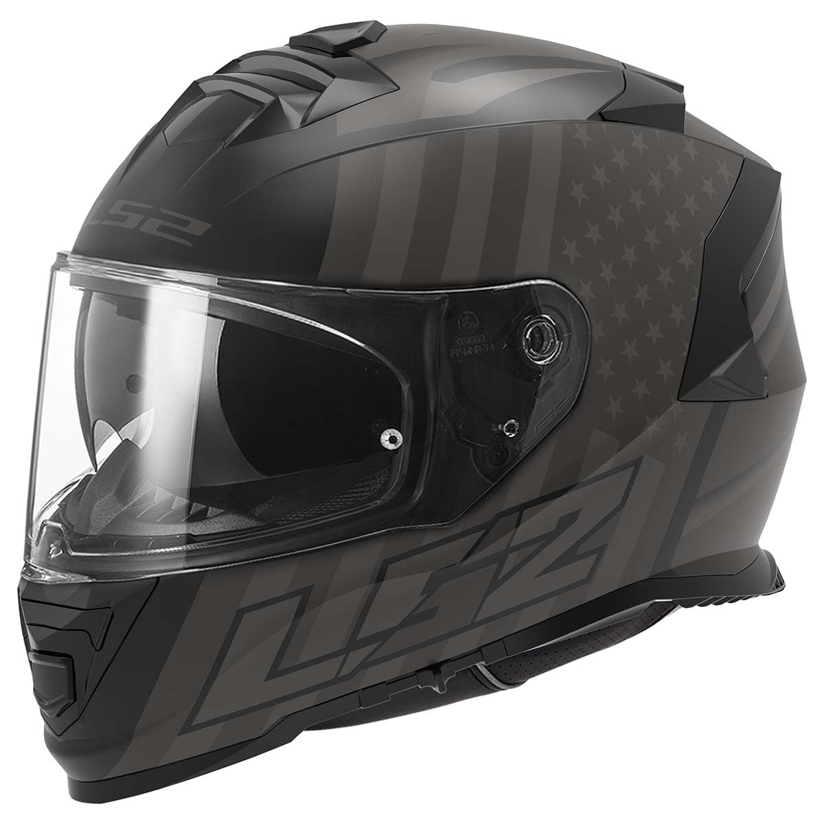 Ls2 Helmets Assault Flag Full Face Motorcycle Helmet W/ Sunshield (Matte Black/Gray - X-Large)