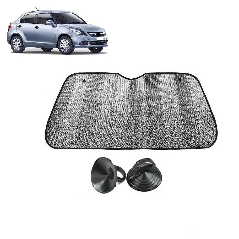 Car Windshield Sun Shade UV Rays Protector Silver Sunshade Solar Reflective suitable for Maruti Suzuki Dzire [20152016]
