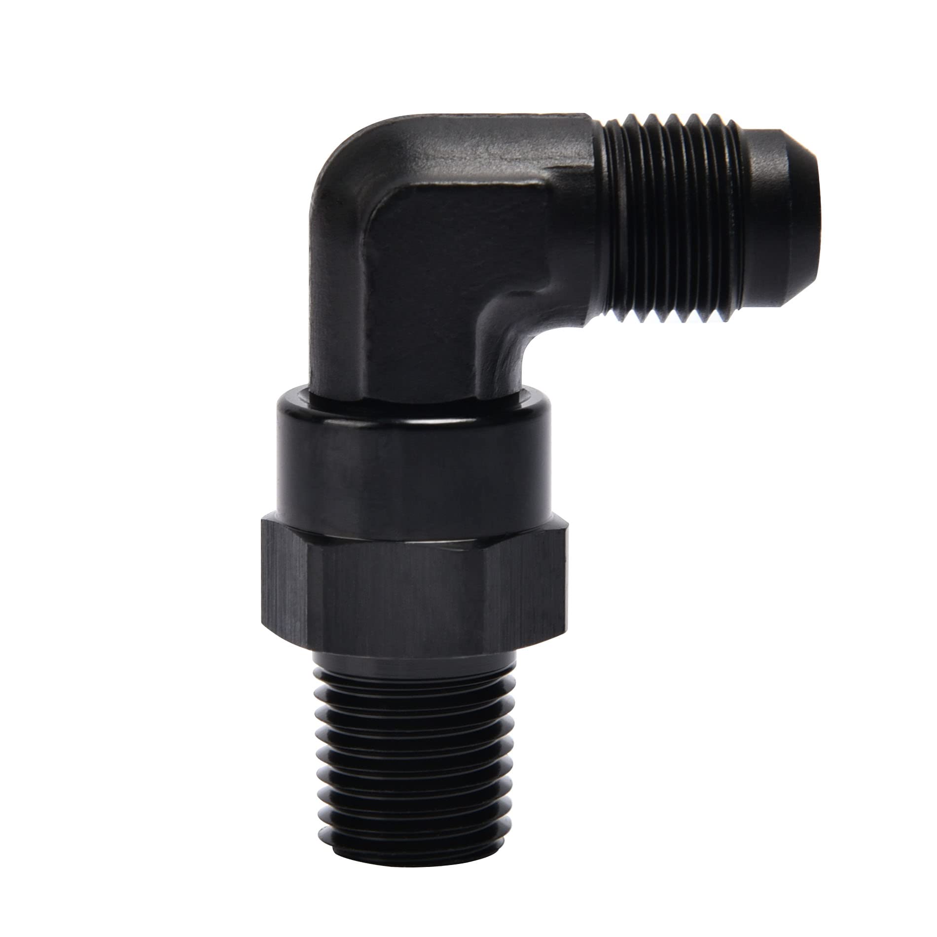 Evil Energy 6An Male Flare To 1/4 '' Npt 90 Degree Swivel Fitting Adapter Aluminum Black