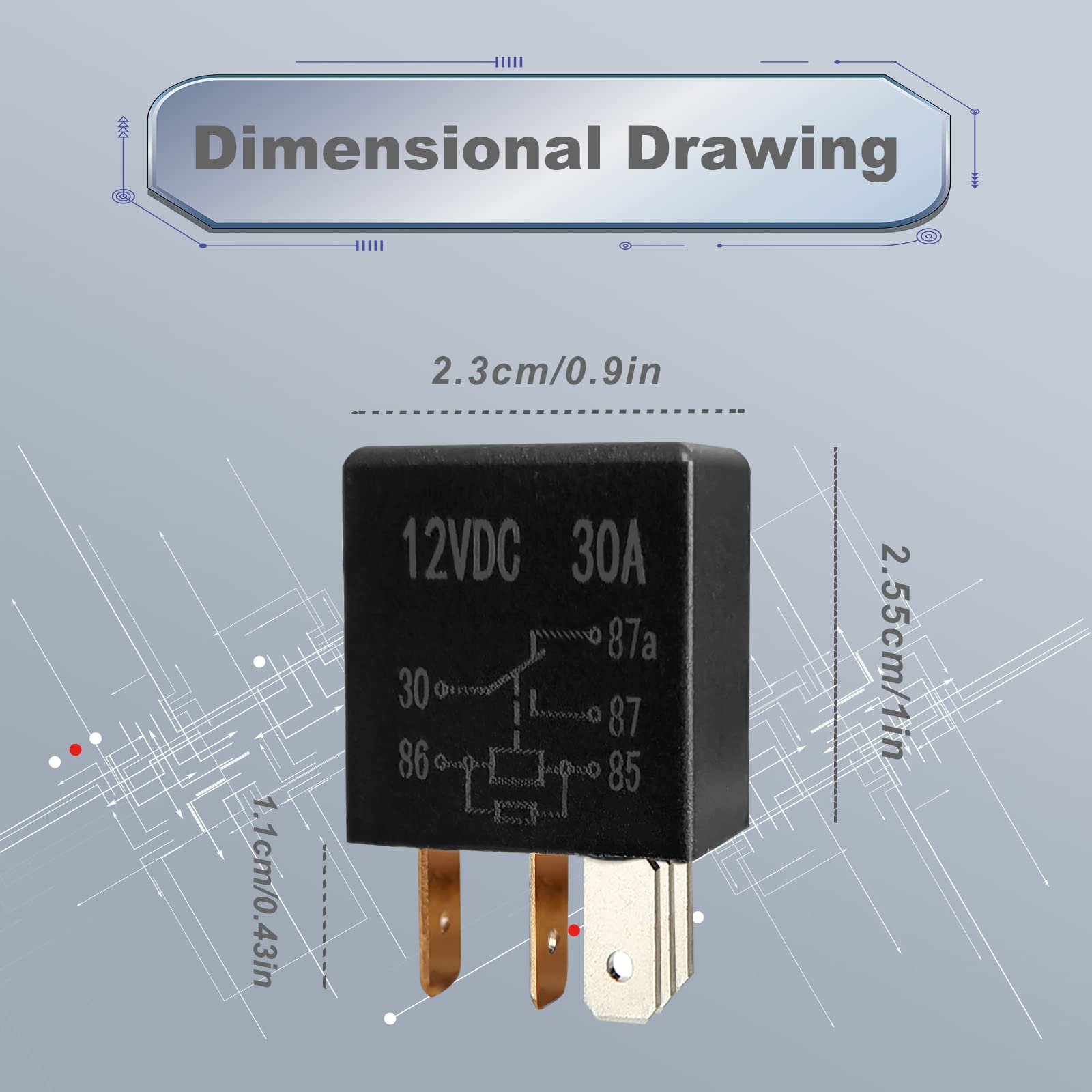2Pcs 5 Pin 12V 30A Relay, Multi Purpose Automotive Relay Black Starter Relay, Car Starter Switch Relays, High Performance Starte