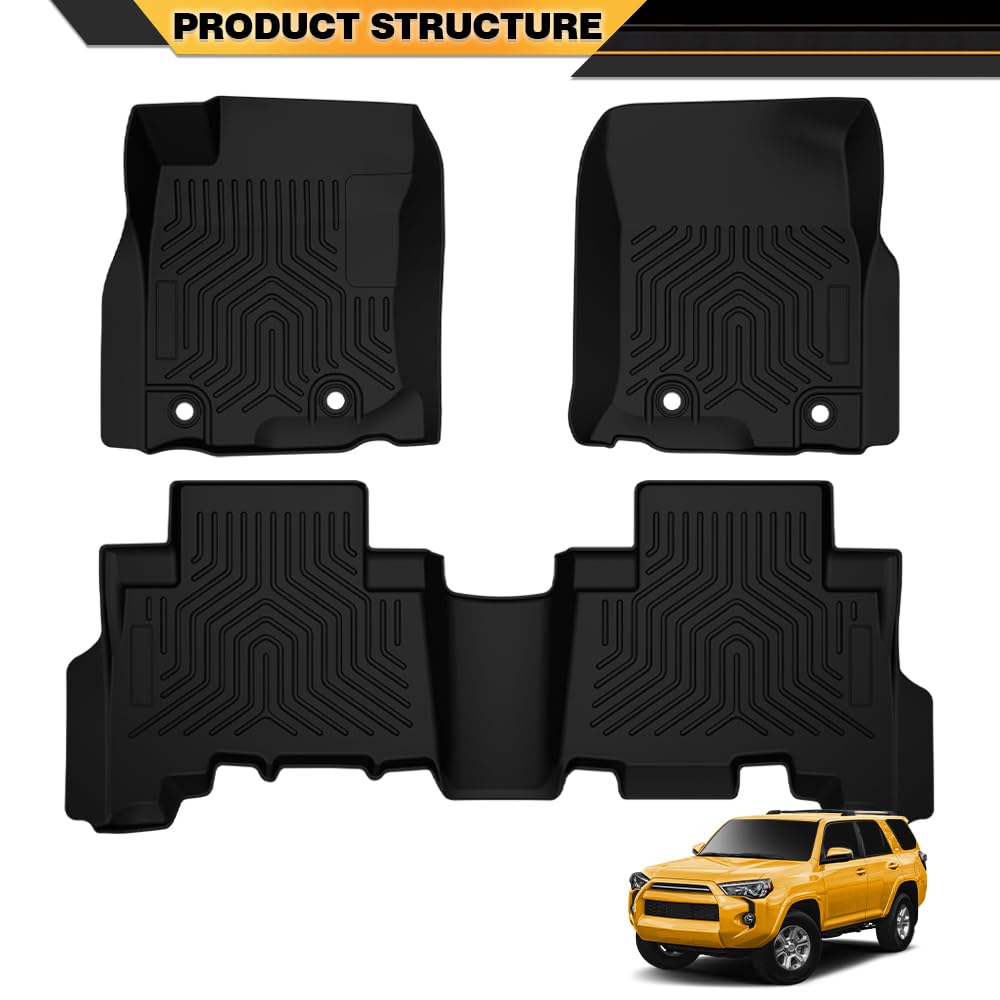 G-PLUS TPE Floor Mats Compatible with Toyota 4Runner 2013-2023/Fit Lexus GX460 2014-2023, 1st & 2nd Row 3pcs Mats All Weather Fl