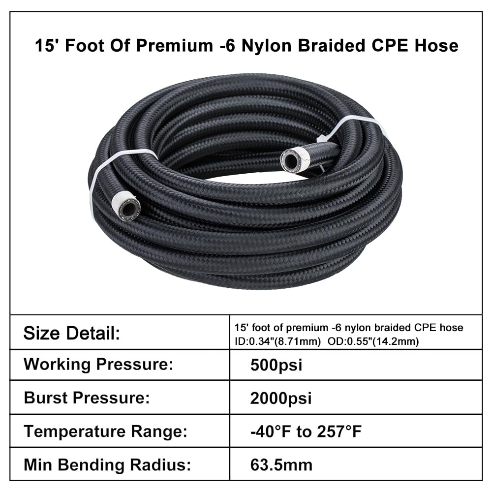 Autoutfit AN6 Transmission Cooler Lines Kit - Black Nylon Braided Hose for 4L60E/4L65E, 8.98 x 8.5 x 2.48