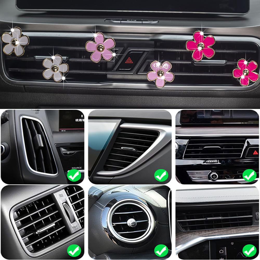 Car Air Freshener Vent Clips For Women 6 Pieces Cute Car Vent Clips Decorations Daisy Flower Car Accessories Air Freshener Clips