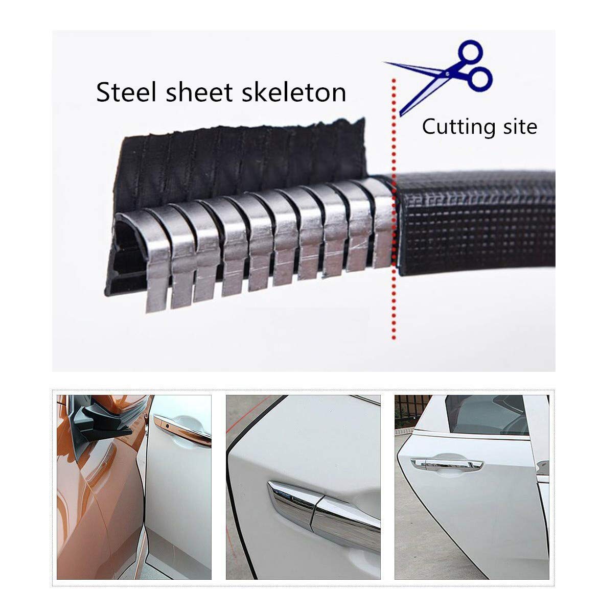 Otoliman Steel Coating Black Rubber 10Mmx5Metres(16Feets) Car Door Edge Scratch Guard Trim Molding Protector Cover Full Size 5M