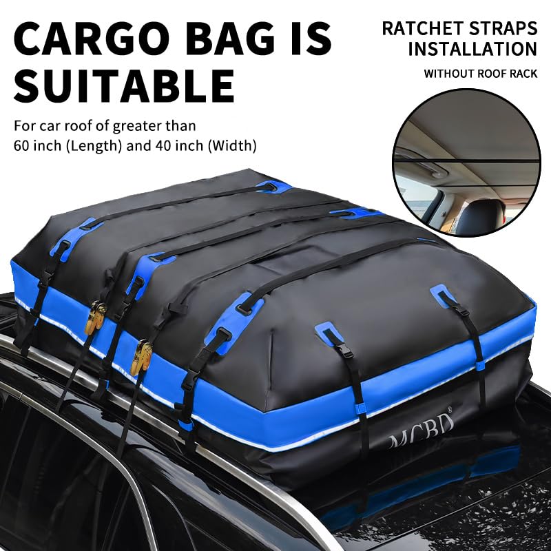 30 Cubic Feet Rooftop Cargo Carrier Bag, Waterproof Soft-Shell Car Roof Bag for All Vehicles SUV with/Without Rack, Car Top Lugg