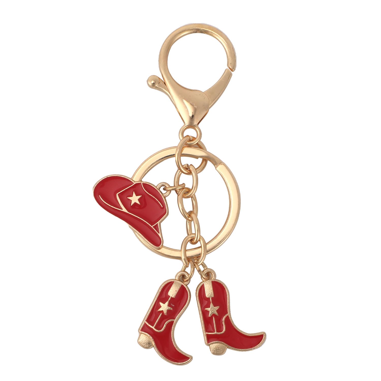 Tinoaly Cute Western Cowgirl Keychain, Red Cowboy Hat & Boot Key Ring Cute Cowboy Key Chain Creative Keyring Western Charms Car 