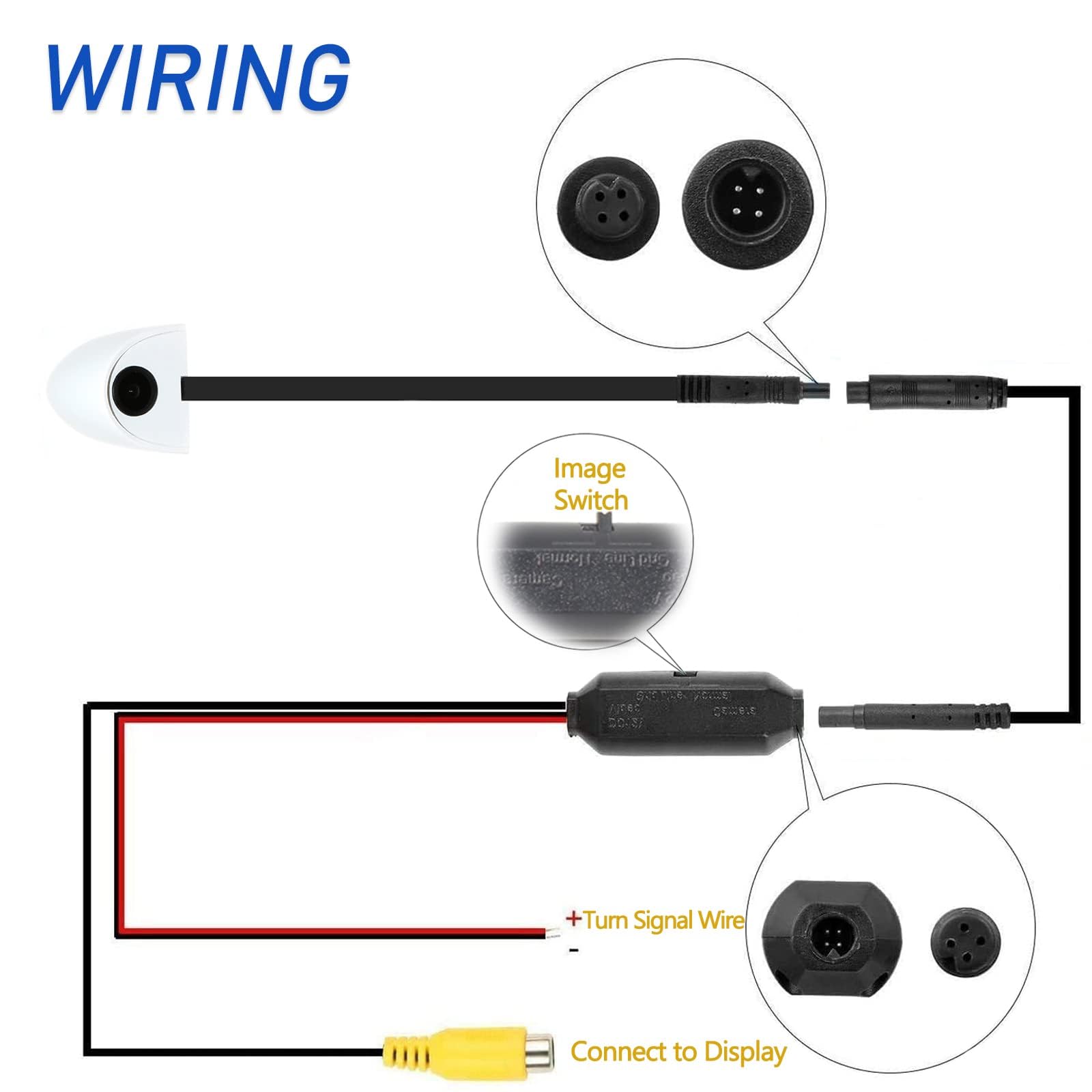EWAY Car Side Door View Blind Spot Cameras, Flip Image Switchable, Backup RCA Connector, Set of 2, Pack of 2