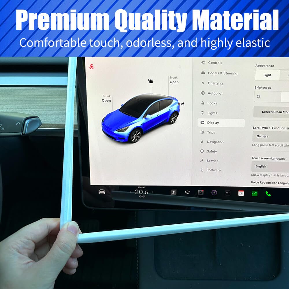 Yeapop 2Pcs Silicone Protector Frames Of Screen And Rear View Mirror For Tesla Model 3 2017-2023 And Model Y.(White)