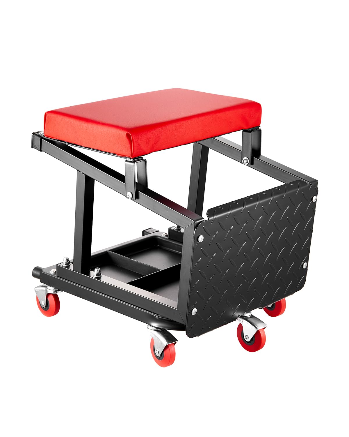 VEVOR Mechanic Stool, 300 lbs Capacity Garage Seat/Work Stool with Wheels, 360 Swivel Rolling Workshop Stool with Tool Tray, Mec