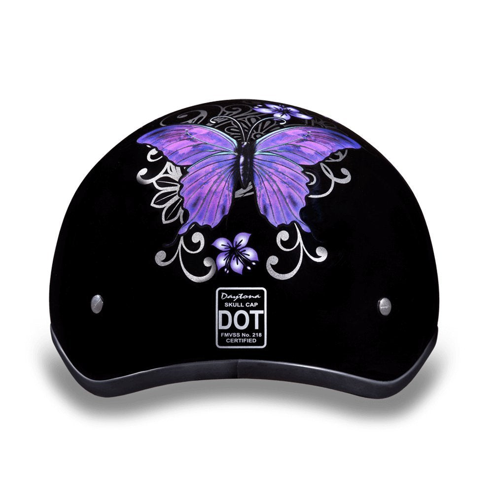 Daytona Helmets Motorcycle Half Helmet Skull Cap- Butterfly 100% Dot Approved