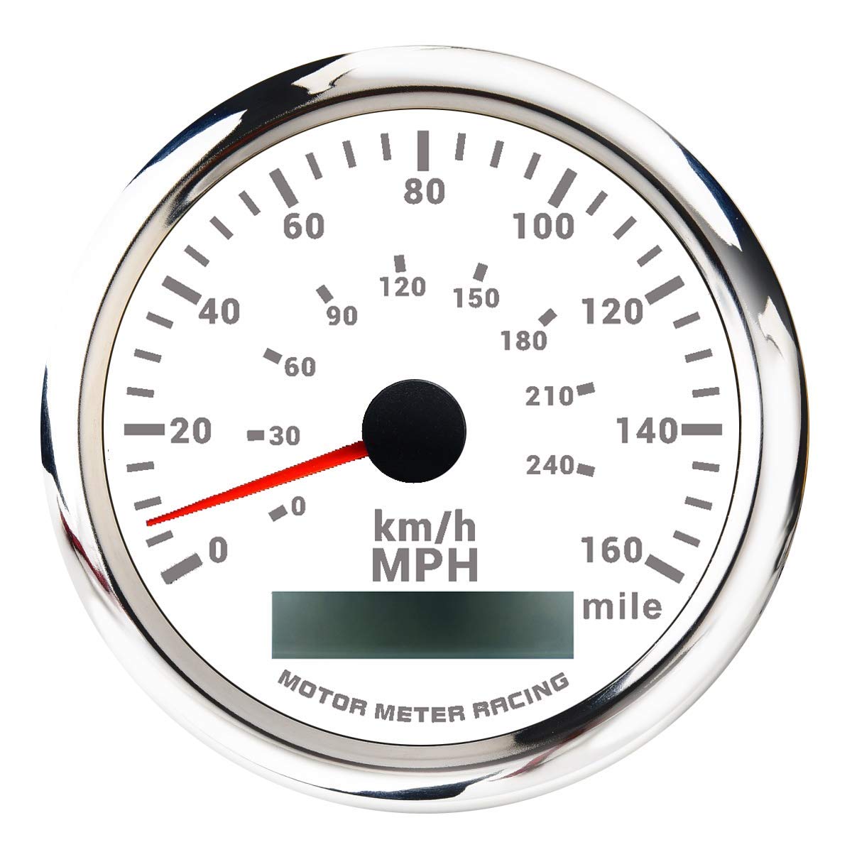 Motor Meter Racing W Pro 85Mm 3-3/8'' Gps Speedometer Digital Odometer 160 Mph/240 Kmh Waterproof White Dial Red Led For Car Tru