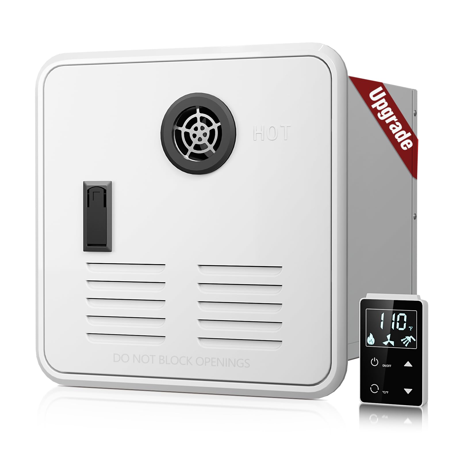 RV Tankless Water Heater with 1515 inch White Door - 55,000 BTU 2.2 GPM, 12V Instant Hot Water for RVs & Campers, Includes Remot