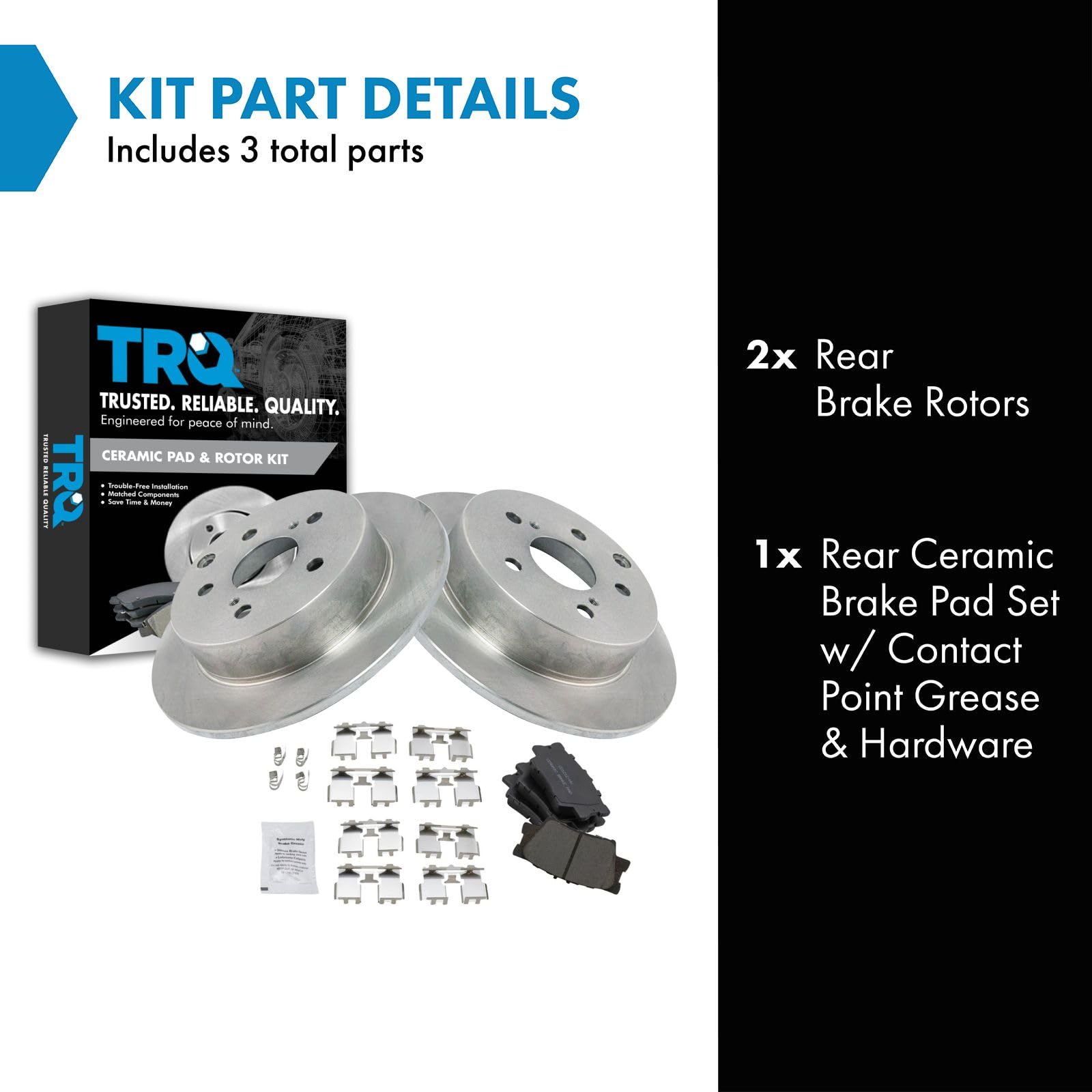 TRQ Rear Brake Pad & Rotor Kit Brake Pads Brake Rotor Ceramic Compatible with 2009-2010 Pontiac Vibe 2009-2013 Toyota Matrix