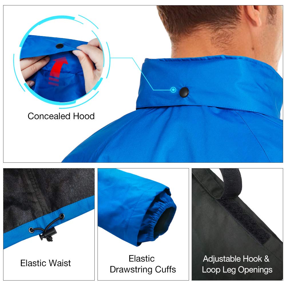 Tidewe Rain Suit, Waterproof Breathable Lightweight Rainwear (Blue Size Xl)