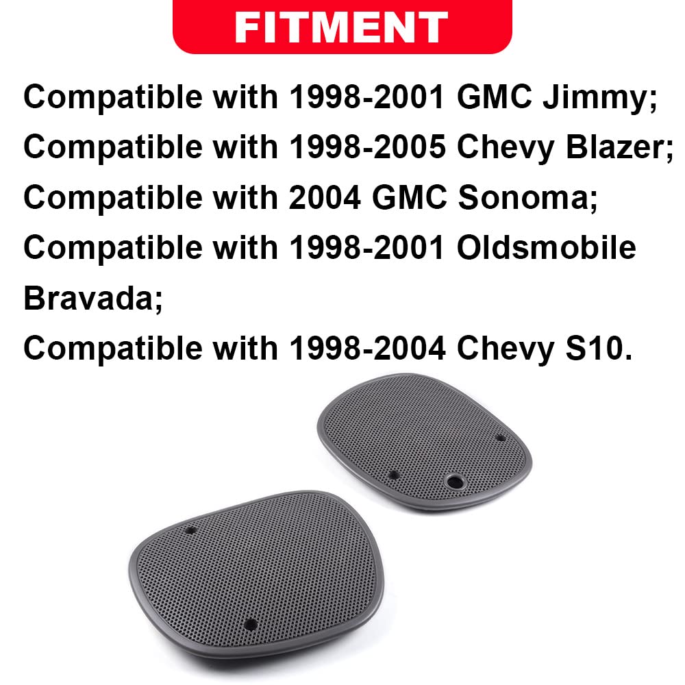 G-Plus Gray Dash Speaker Cover Grille Grill Compatible With Chevy S10 Blazer/Gmc Jimmy Sonoma/Oldsmobile Bravada 1998-2005 Left & Right Side 15046446