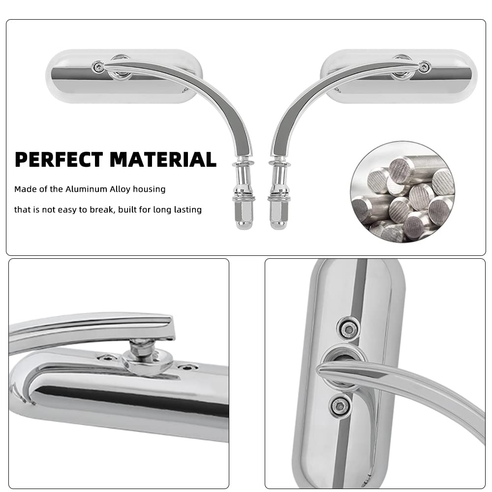 goodfitment Chrome Oval Motorcycle Mirrors - Upgrade Rearview Compatible with Harley Road King, Softail, Street Glide, Electra, Dyna