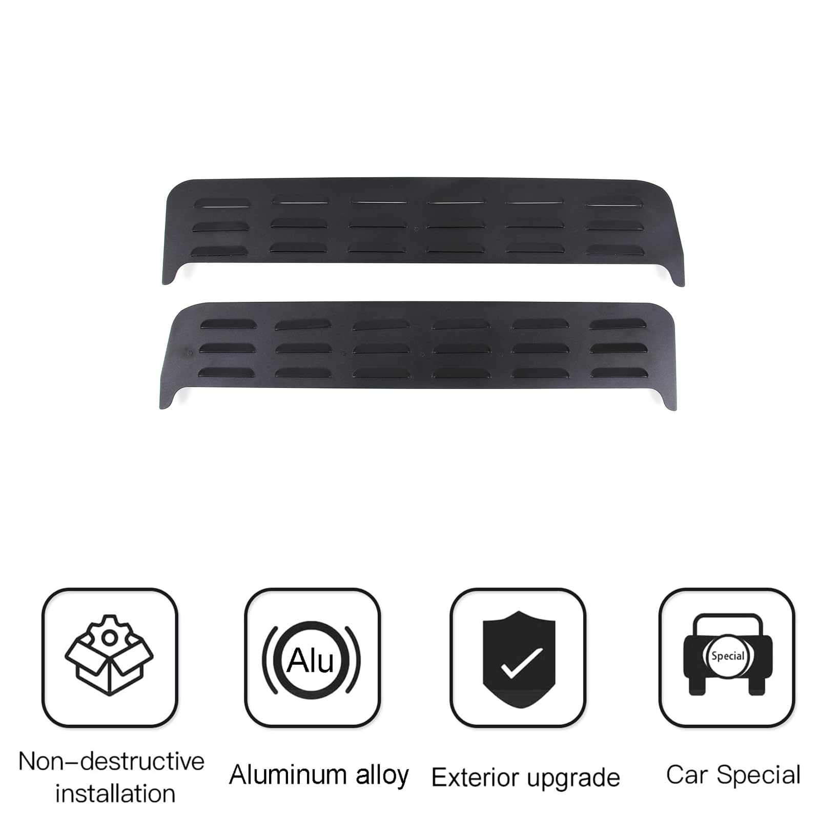PIUGILH Car Rear Side Window Louvers for Hummer H2 (2003-2009) | Aluminum Alloy Trim Panel Cover, 2Pcs, Black