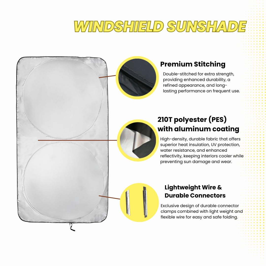 Kinder Fluff Patented Windshield Sunshade | Reflective & Foldable Windshield Sun Cover & 99% Uv Rays Block | Car Window & Car In