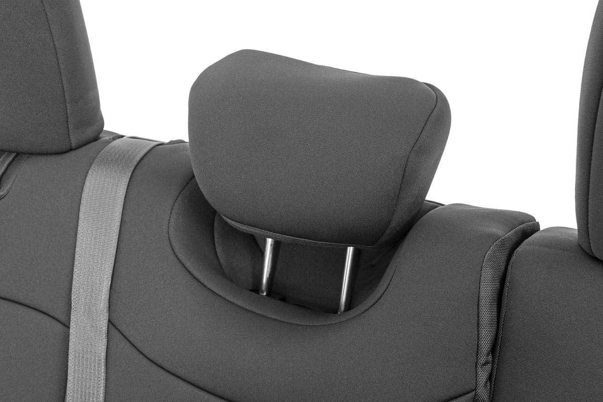 Rough Country Neoprene Seat Covers for Jeep Wrangler JL 4-Door (2018-2024) w/No Rear Arm Rest - Waterproof & UV Resistant, Foam