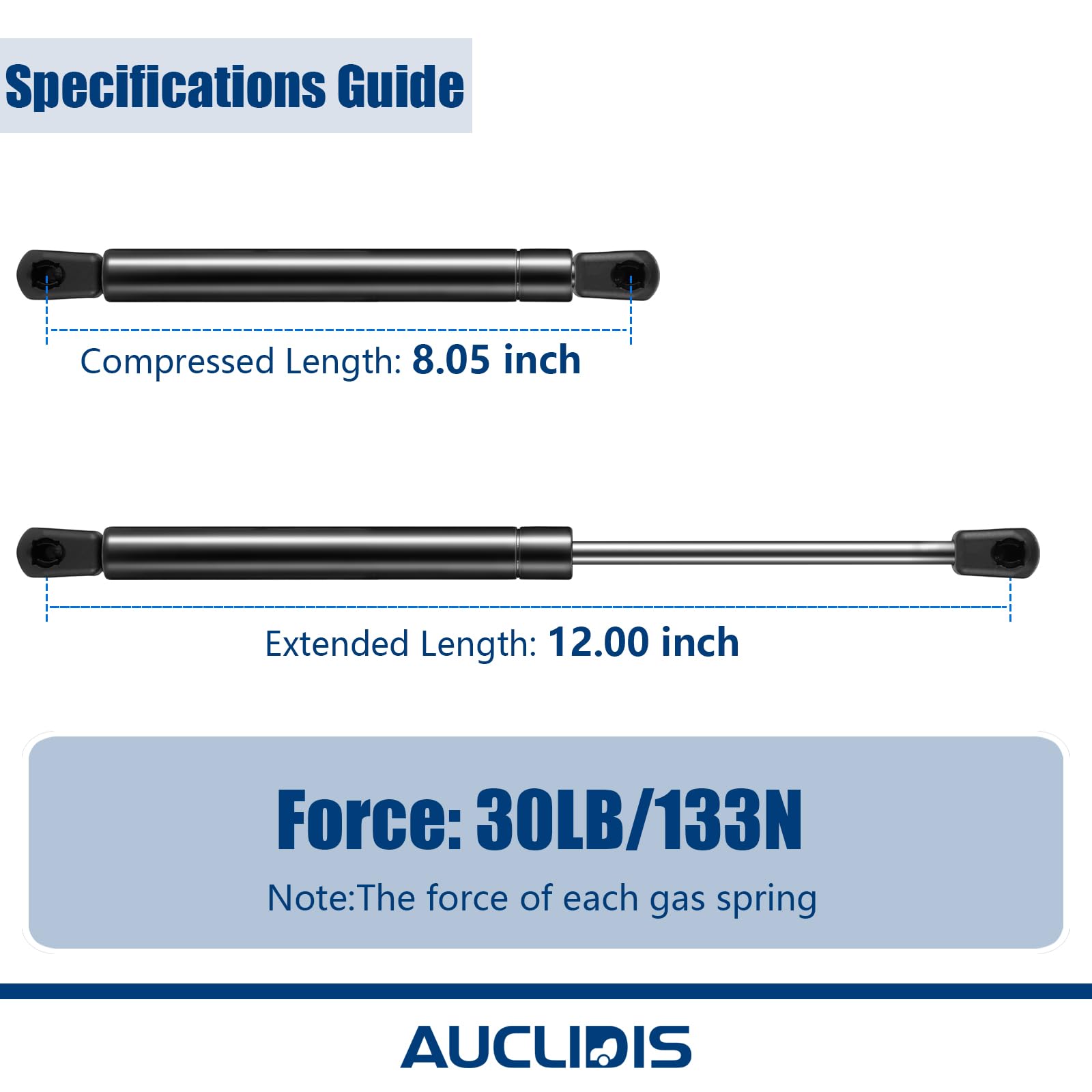 4420 C16-04116 4420-W 12 Inch 30Lb/133N Gas Strut Shock Lift Support Spring For Leer Camper Shell Truck Topper Cap Canopy Door W