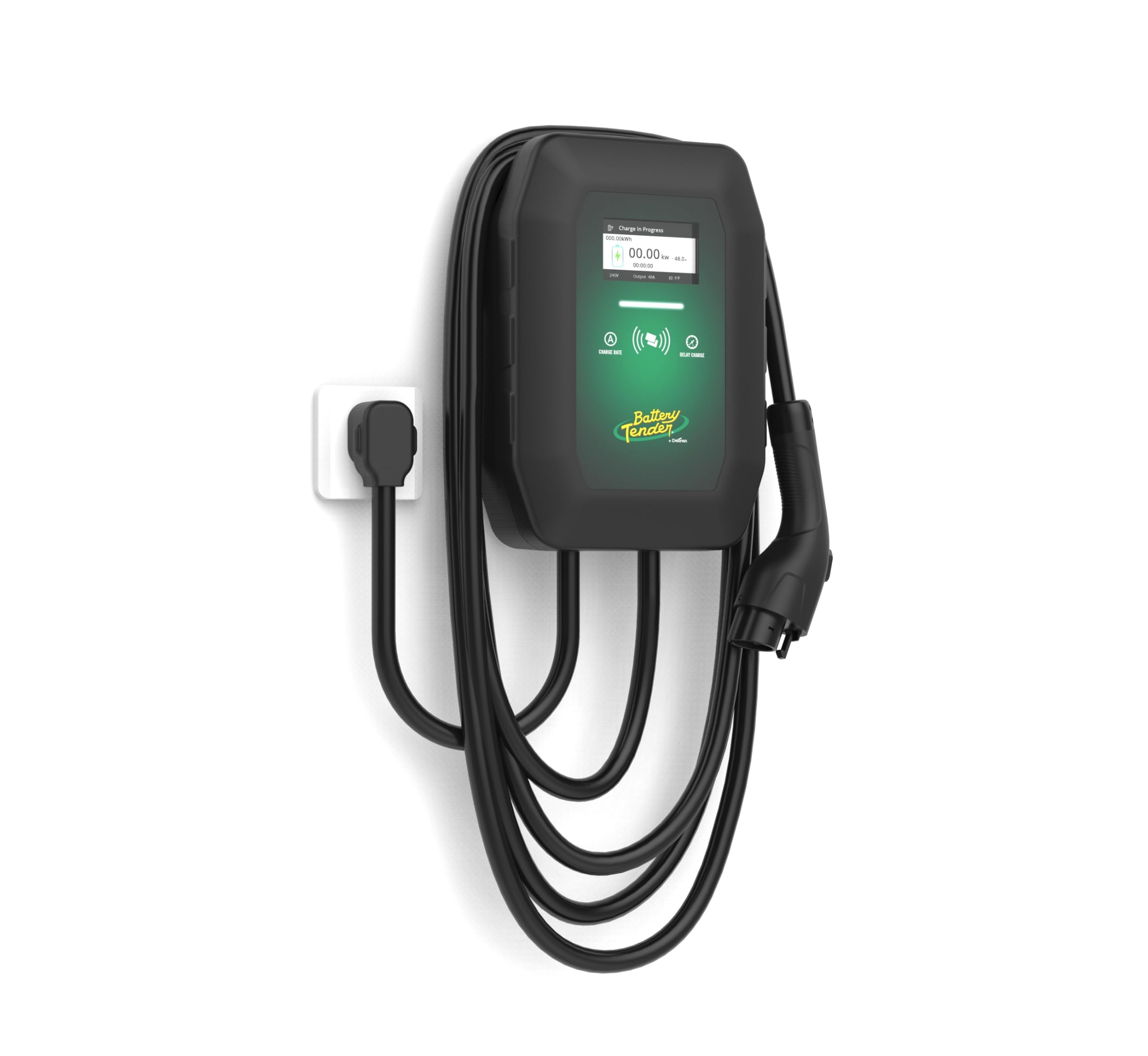 Battery Tender eCharge 48 AMP EV Charger - Level 2 Mounted Indoor Outdoor Fast Electric Vehicle Charging Station with Flexible 2