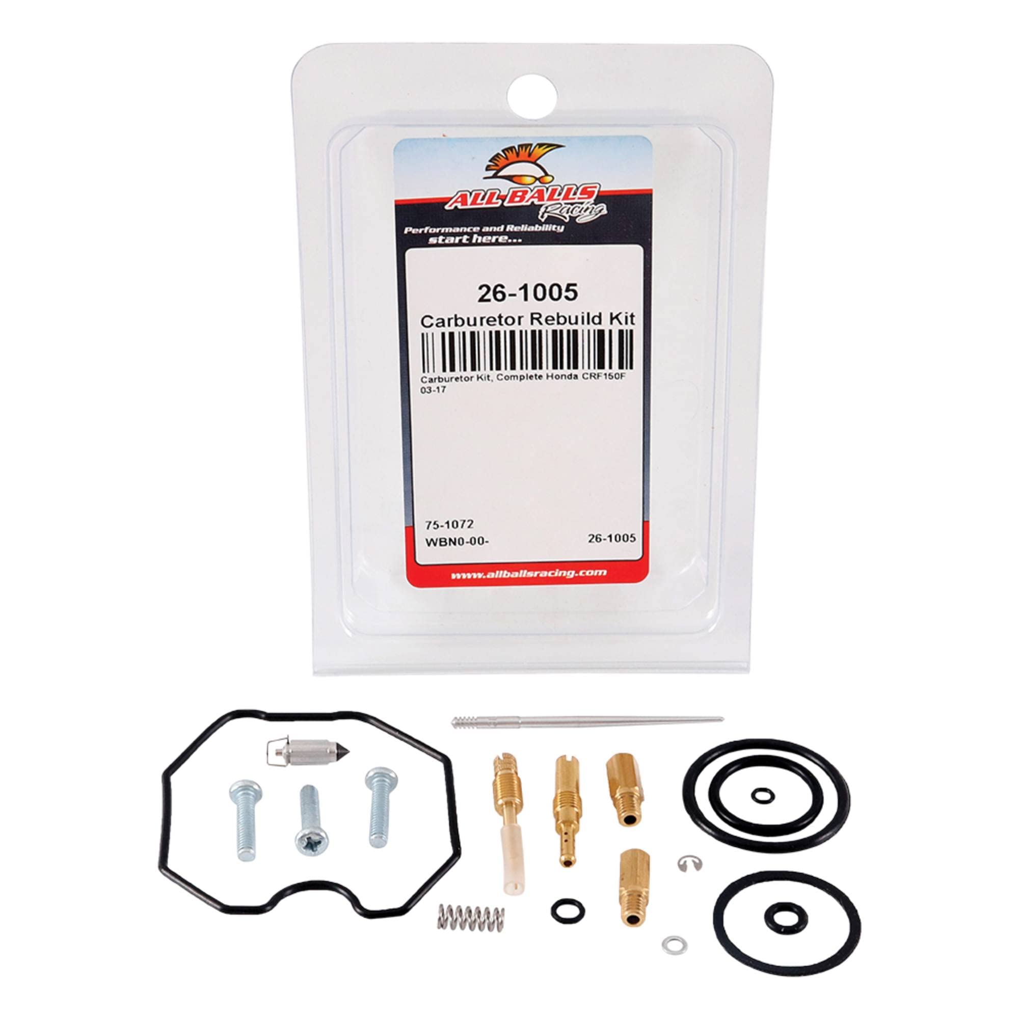 All Balls Racing Carburetor Rebuild Kit 26-1005 Compatible With/Replacement For Honda Crf150F 2003-2017