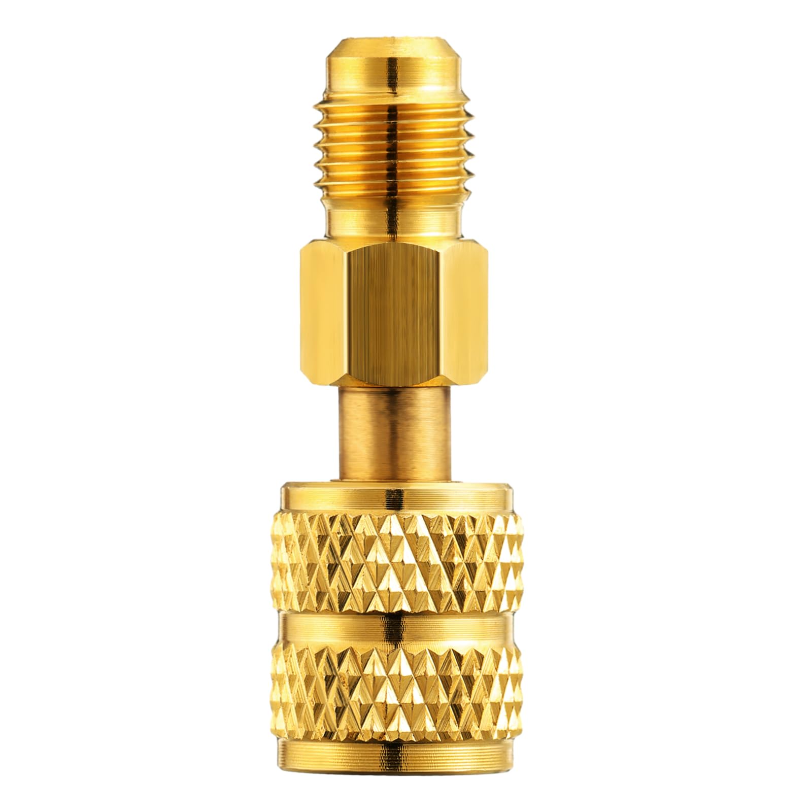 Chinco 1 Pcs R410a Adapter for Mini Split Charging Adapter Vacuum Port with Thimble 5/16 Inch Female Quick Coupler to 1/4 Inch M