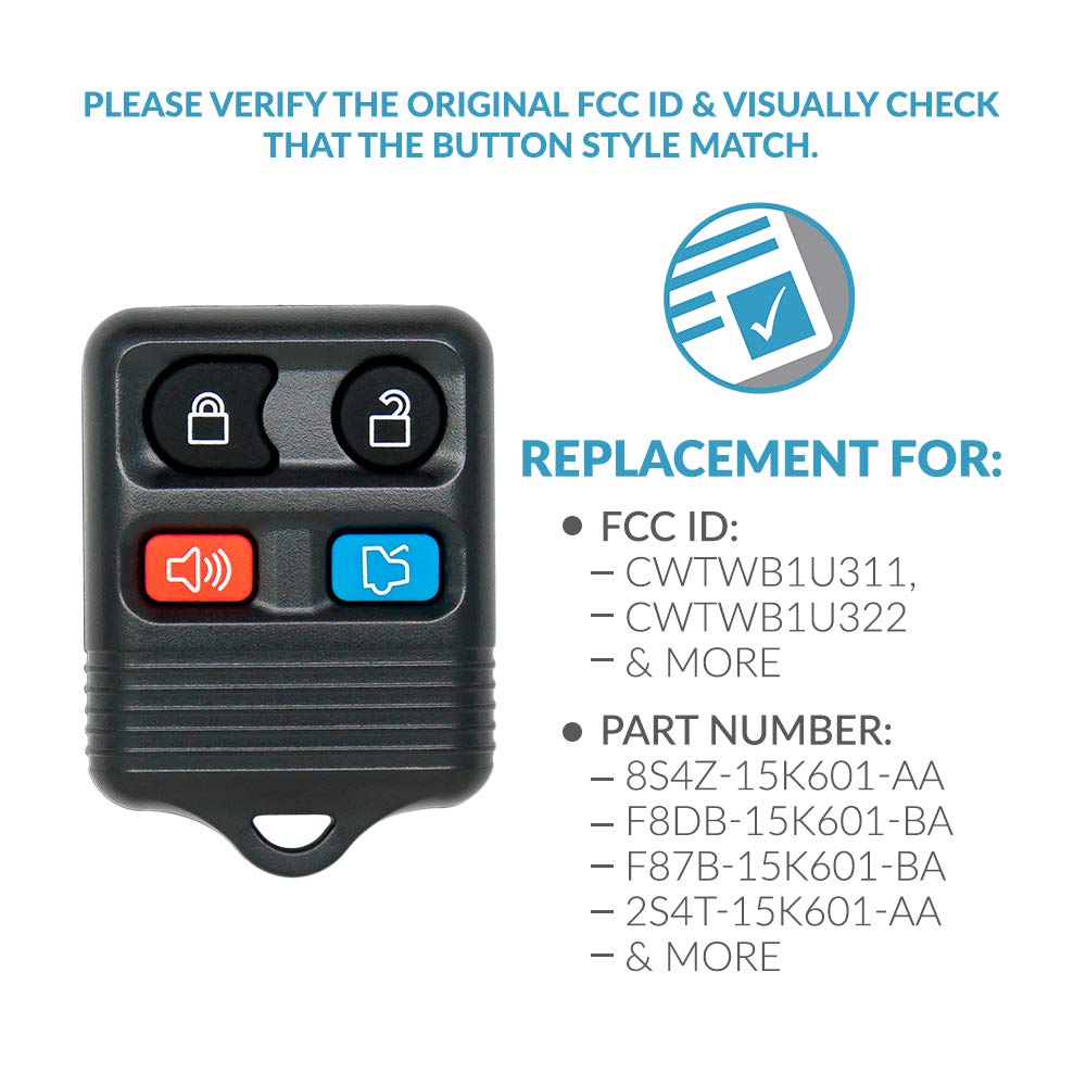 Keyless2Go Replacement For Entry Remote Car Key Fob Vehicles That Use Self-Programming