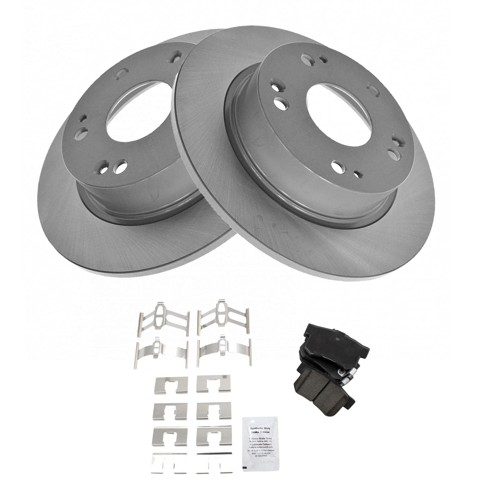 Trq Rear Brake Pad & Rotor Kit Brake Pads Brake Rotor Ceramic Premium G-Coated Compatible With 2004-2008 Acura Tsx 2003-2007 Hon